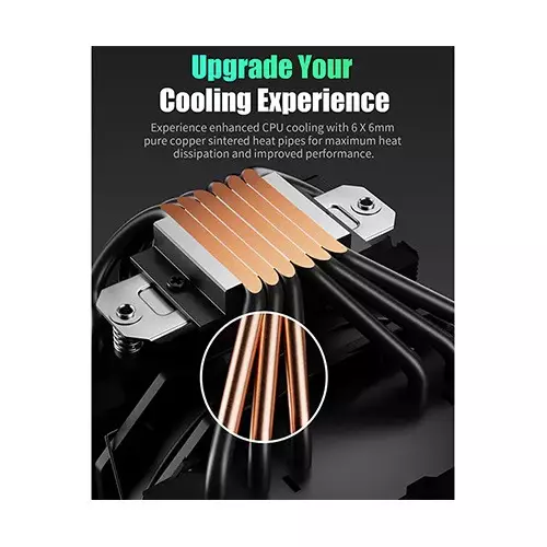 upHere UE2KC6 ARGB CPU Air Cooler (Black) - 2
