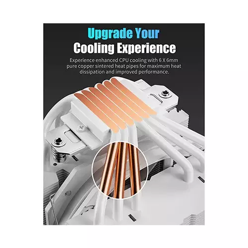 upHere UE2TC6 ARGB CPU Air Cooler (White) - 2
