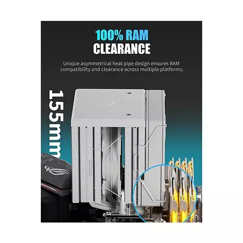 upHere UE2TC6 ARGB CPU Air Cooler (White) - 3