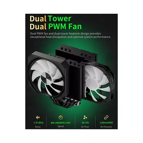 upHere UP2KC8C ARGB CPU Air Cooler (Black) - 1