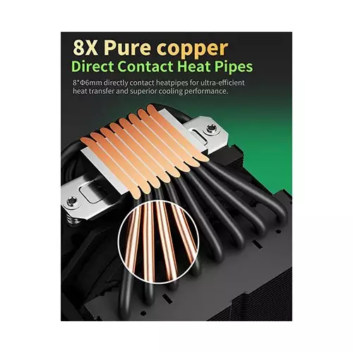upHere UP2KC8C ARGB CPU Air Cooler (Black) - 2