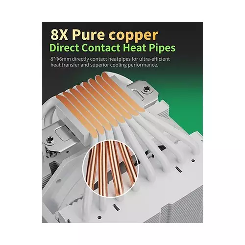 upHere UP2TC8C ARGB CPU Air Cooler (White) - 2