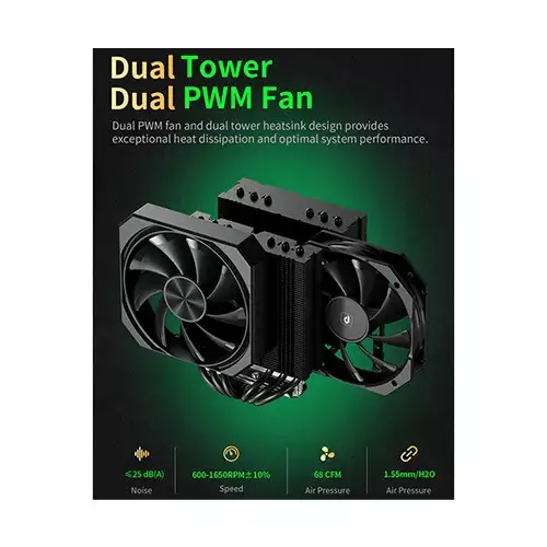 upHere UP2K6 CPU Air Cooler (Black) - 1
