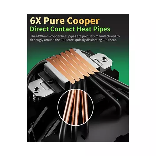 upHere UP2K6 CPU Air Cooler (Black) - 2