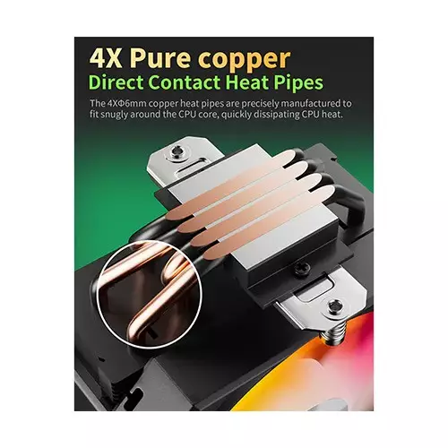 upHere UP1KC4C ARGB CPU Air Cooler (Black) - 2