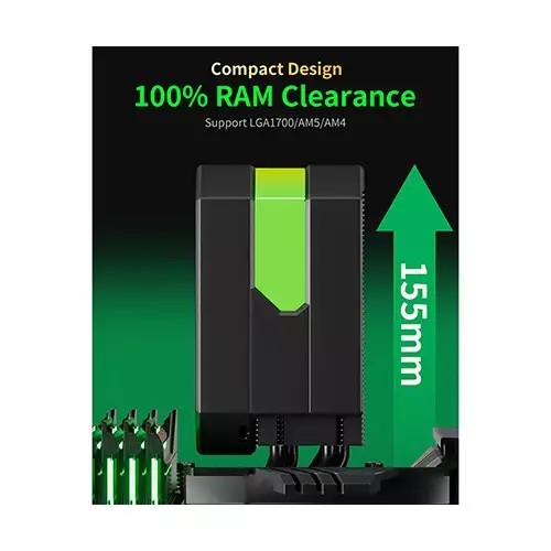 upHere UP1KC4C ARGB CPU Air Cooler (Black) - 3