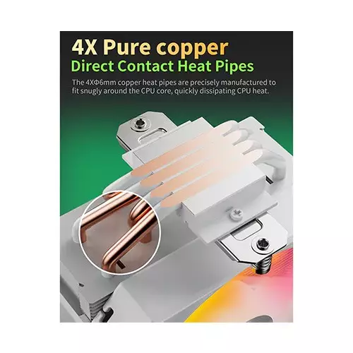 upHere UP1TC4C ARGB CPU Air Cooler (White) - 2