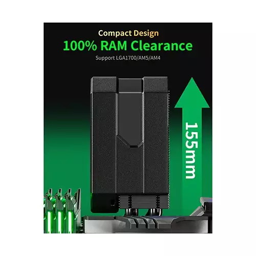upHere UP1K4 CPU Air Cooler (Black) - 3