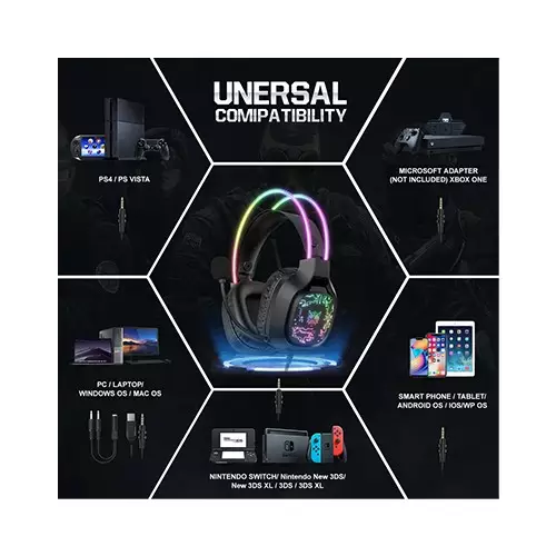 ONIKUMA X22 Cool RGB Dynamic Light Wired Gaming Headset (Black) - 3