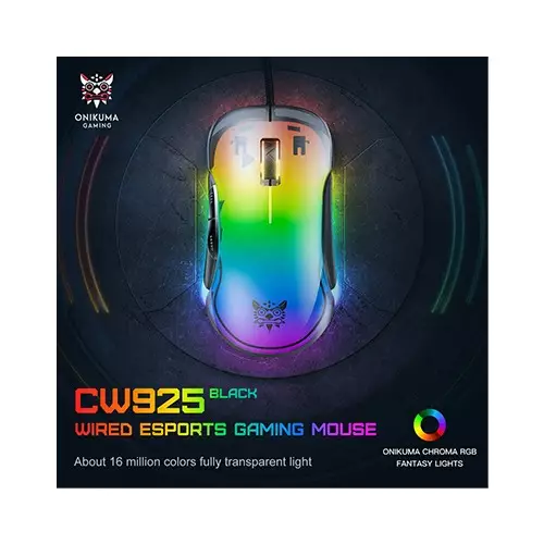 ONIKUMA CW925 12800 DPI RGB Backlit Wired Transparent Gaming Mouse - 1