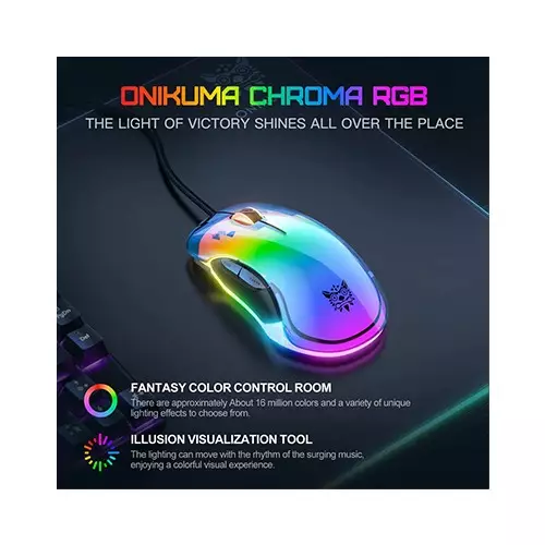 ONIKUMA CW925 12800 DPI RGB Backlit Wired Transparent Gaming Mouse - 2