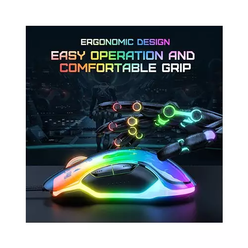 ONIKUMA CW925 12800 DPI RGB Backlit Wired Transparent Gaming Mouse - 3