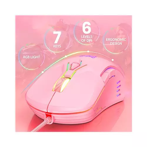 ONIKUMA CW902 RGB Wired Gaming Mouse (Pink) - 1