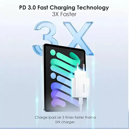 Oraimo OCW-E106S+ CC54 20W Type C Fast Charger Pd 3.0 Wall Charger with Type-C Cable (White) - 1