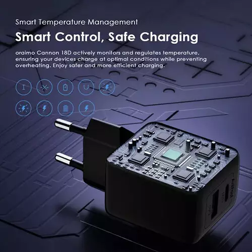 Oraimo Cannon 18D OCW-5183E+L53 18W QC & PD3.0 PE20 Wall Charger with Lighting Cable - 2