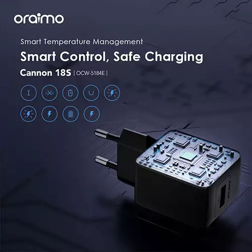 Oraimo Cannon 18S OCW-5184E+C53 18W QC3.0 & PE2.0 Charger with Type-C Cable - 2