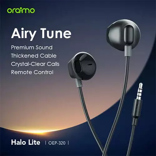 Oraimo Halo Lite 3.5MM Half In-ear Earphone (Black) - 1