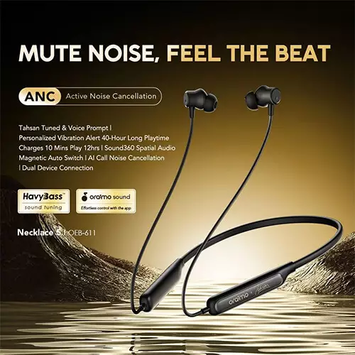 Oraimo Necklace 5 Tahsan Tuned ANC Bluetooth Neckband - 1