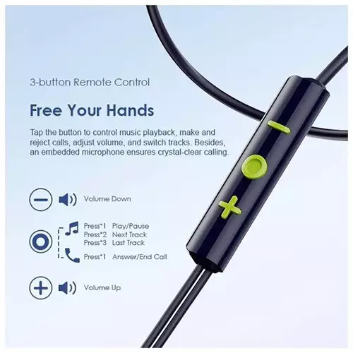 Oraimo Halo Airy Type-C Half In-ear Wired Earphone (Black) - 3