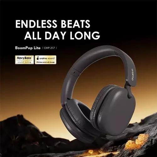 Oraimo BoomPop Lite ENC Over-Ear Wireless Headphones - Speed Black - 2