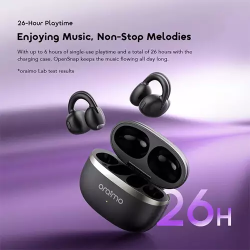 Oraimo OpenSnap Clip-On True Wireless Earbuds (Black) - 1