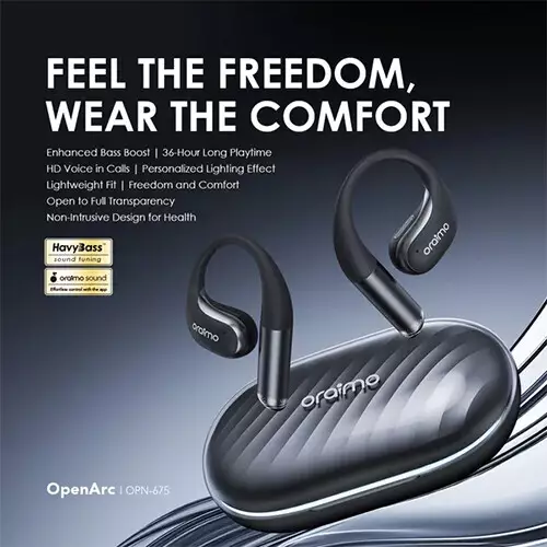 Oraimo OpenArc Open-Ear Bluetooth Earbuds (Black) - 2