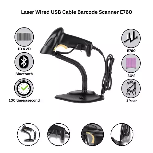 Champion C210 Laser Wired USB Cable Barcode Scanner - 1