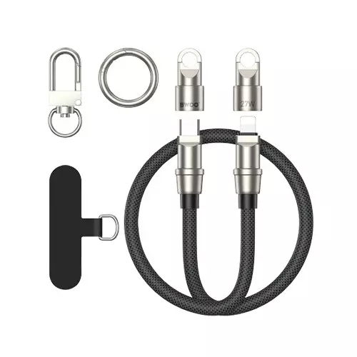 BWOO BO-X309 2 In 1 Type-C to Lightning Charging Cable Built-in Phone Lanyard - 3