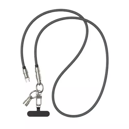 BWOO BO-X310 2 In 1 Type-C to Type-C Charging Cable Built-in Phone Lanyard - 1