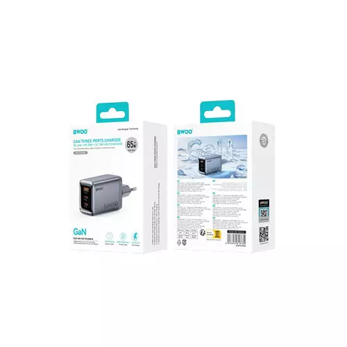 BWOO BO-CDA242 GaNex 3-Port USB-C 65W GaN Charger - 7