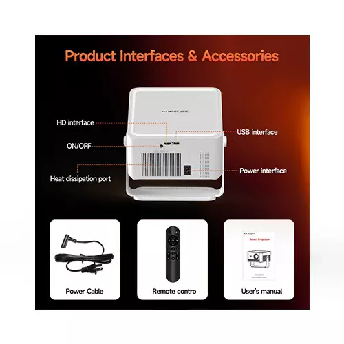 Magcubic HY450 Max 1100 ANSI Lumens 8k Android 14 Portable Projector - 3