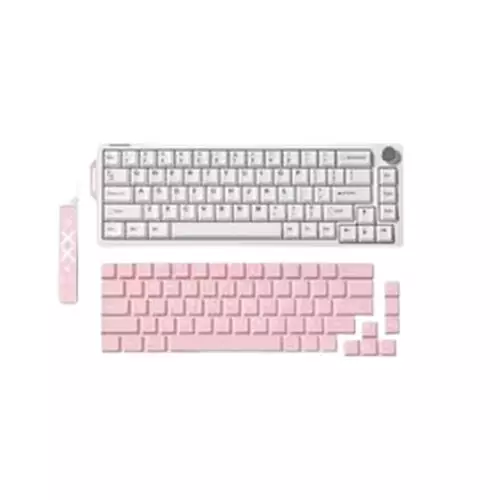 FURYCUBE V68 Tri-Mode Aluminum Alloy Mechanical Keyboard (White-Pink) - 0