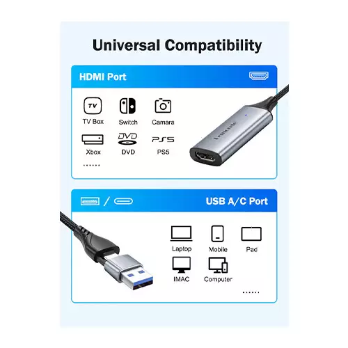 Lemorele AC05 Dual USB & Type-C 1080P60 Video Capture Card - 2