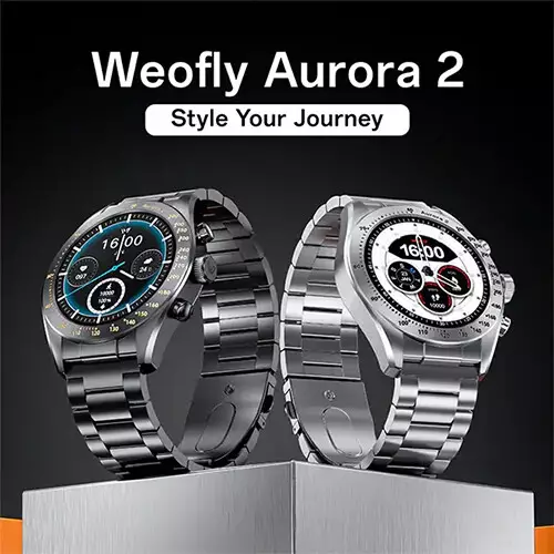Weofly Aurora 2 AMOLED 1.32 Inch AOD Display Bluetooth Calling Smartwatch (Silver) - 1