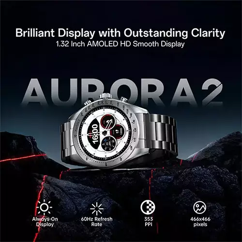 Weofly Aurora 2 AMOLED 1.32 Inch AOD Display Bluetooth Calling Smartwatch (Silver) - 2