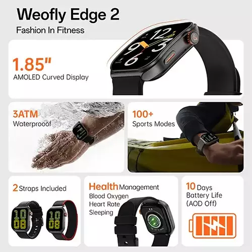 Weofly Edge 2 1.85 Inch AMOLED Outdoor Sports & Fitness Smartwatch - 1