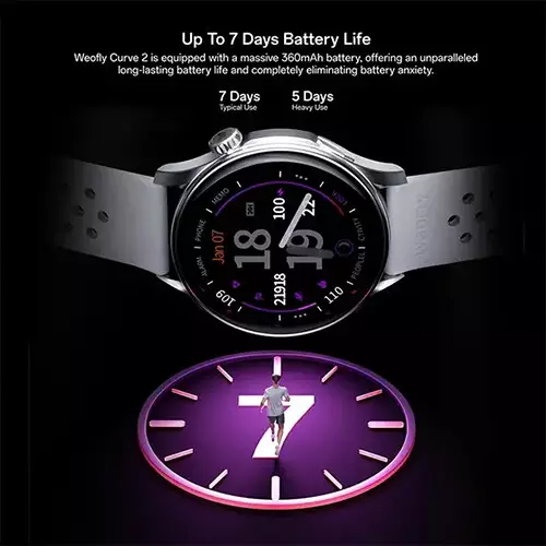 Weofly Curve 2 1.43 Inch AMOLED Display Bluetooth Calling Smartwatch (Silver) - 2