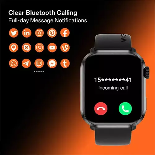 Weofly Power 2 1.85 Inch AMOLED Display Bluetooth Calling Smartwatch (Silver) - 3
